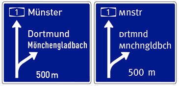 German road signs using FF Mt