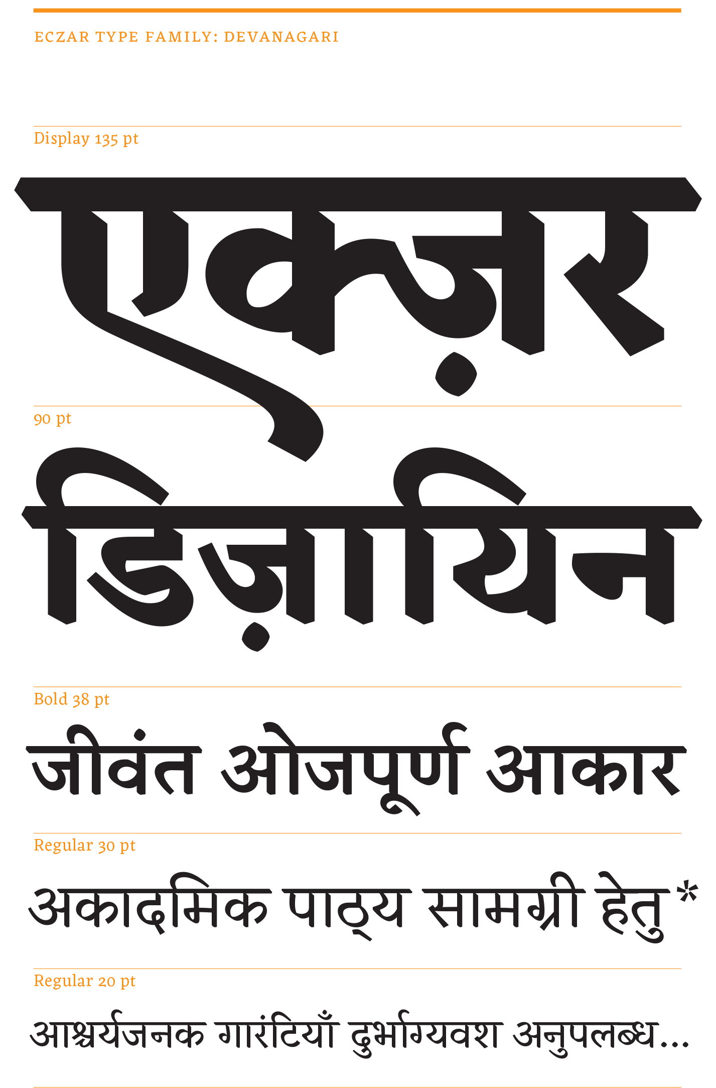 Vaibhav Singh's Devanagari [PDF] explores changes in pen shapes as the weight moves towards a Black Display.