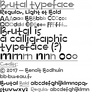 Brutal typeface specimen