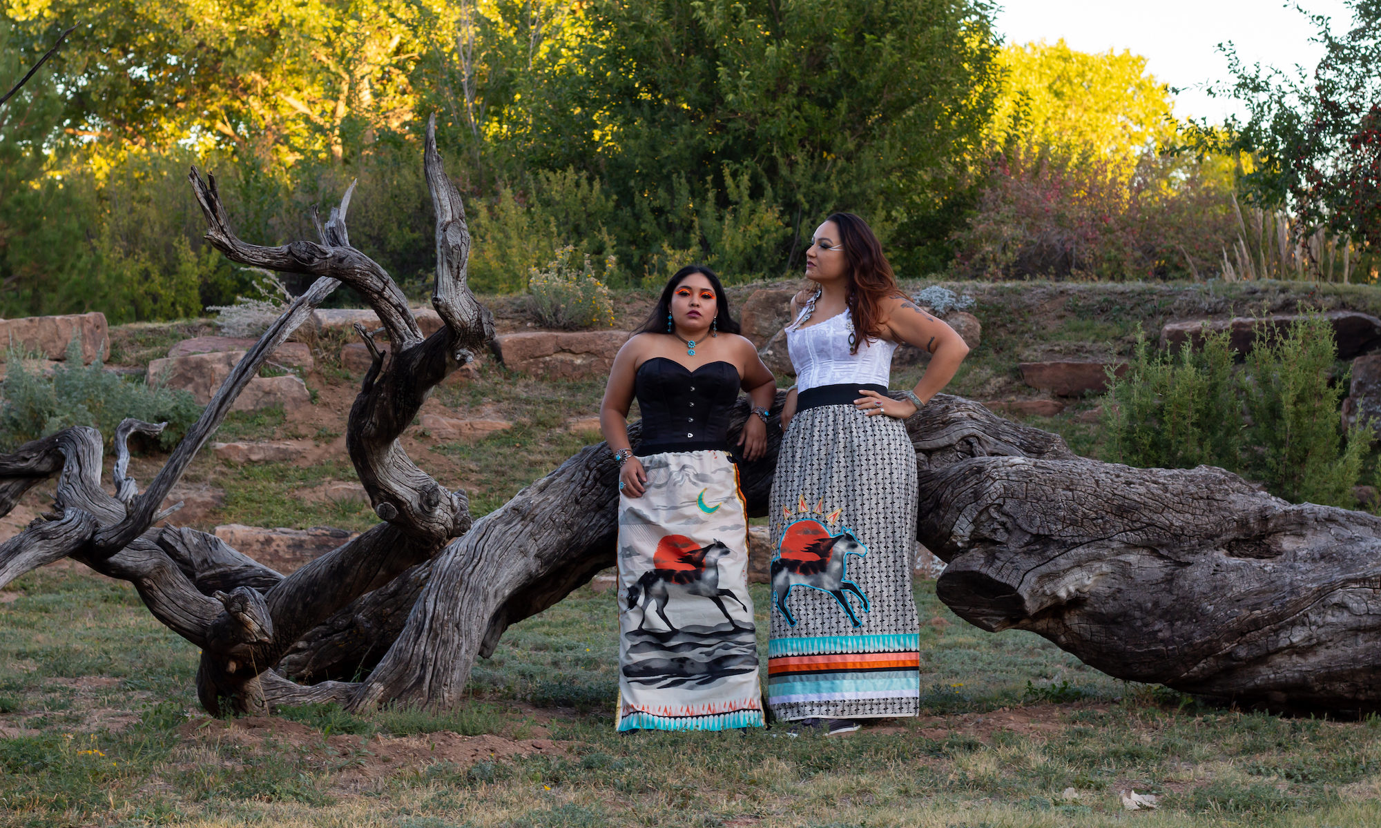 Photo shoot by Neebin Studios for Kawe Rezilience. Models and co-owners: Monica (Diné) and Felicia (Anishinaabe).