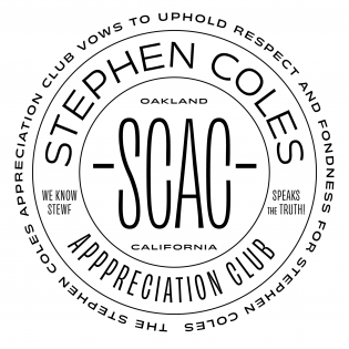 Graphic by James Edmondson paying homage to Stephen Coles: a round graphic that says SCAC, or Stephen Coles Appreciation Club.