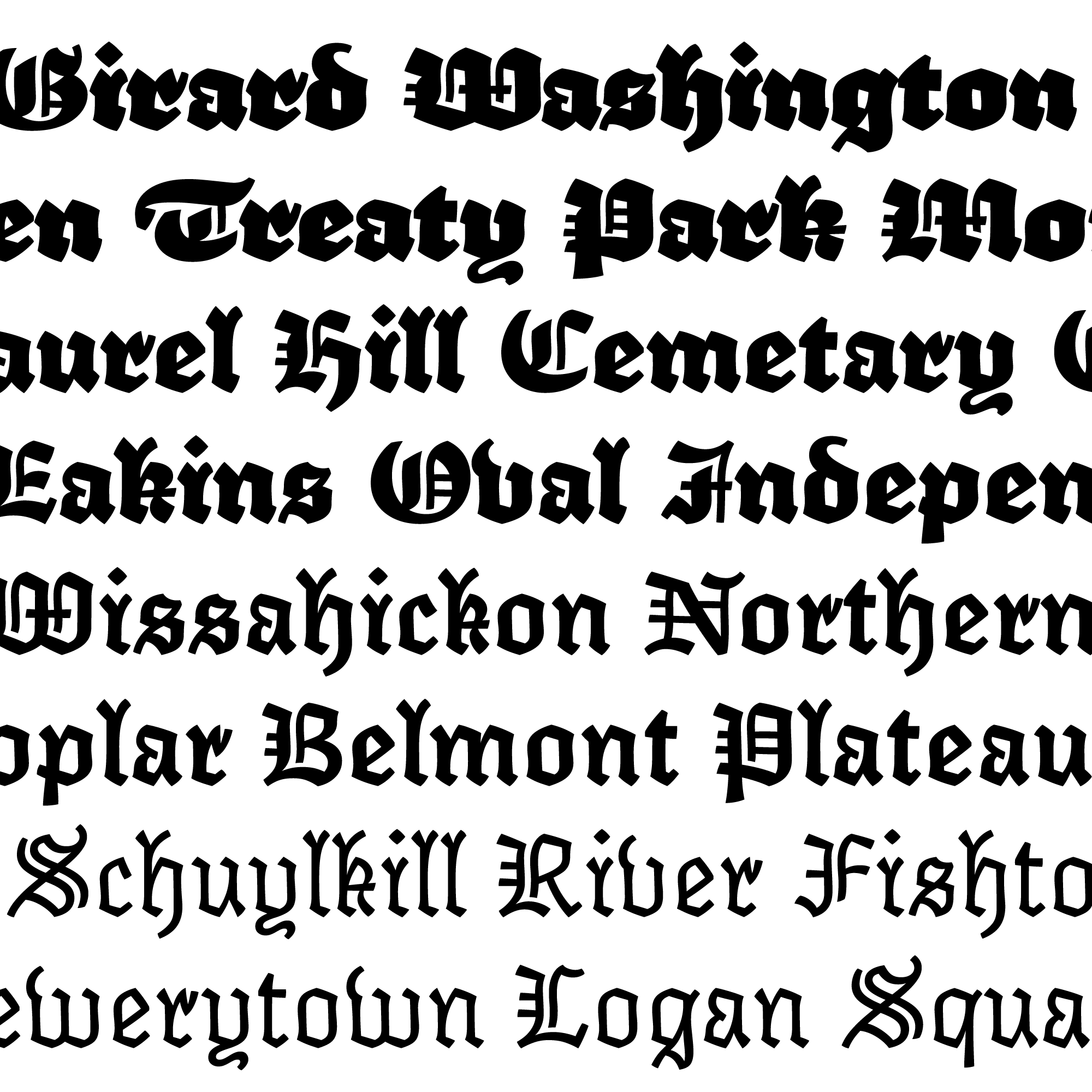 Elfreth fonts specimen