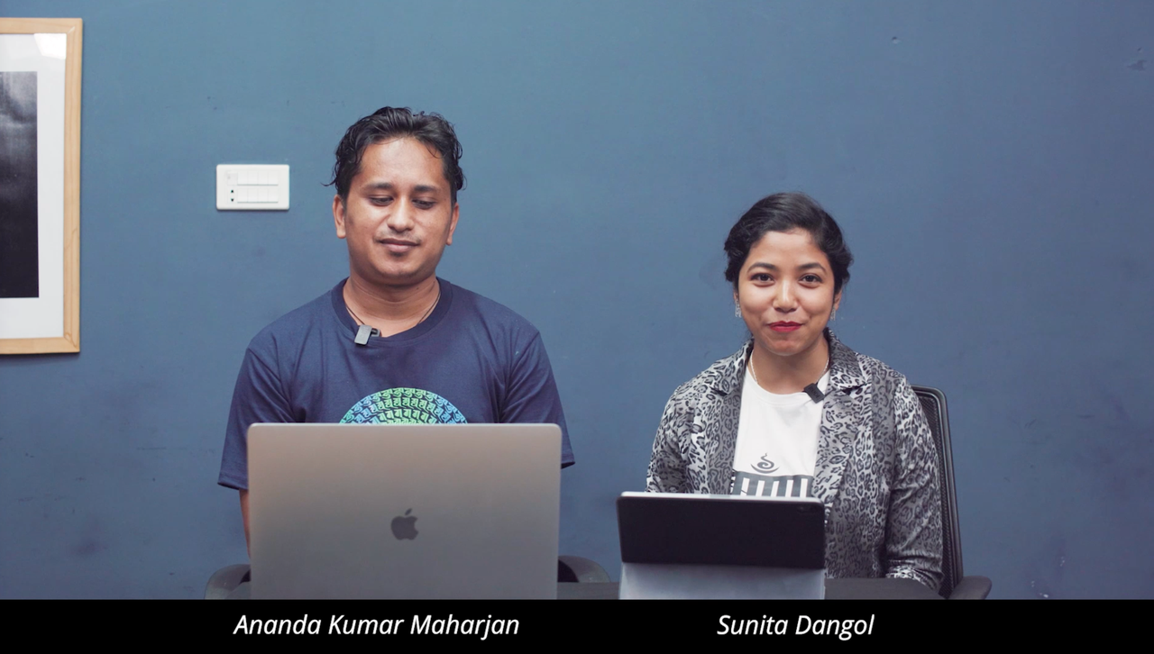 Ananda Kumar Maharjan and Sunita Dangol leading a workshop on the Ranjana script at ATypI 2020.